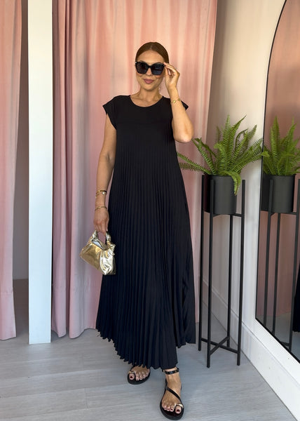 Pleated Maxi Dress - Black