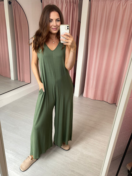 Jersey jumpsuit wide leg on sale