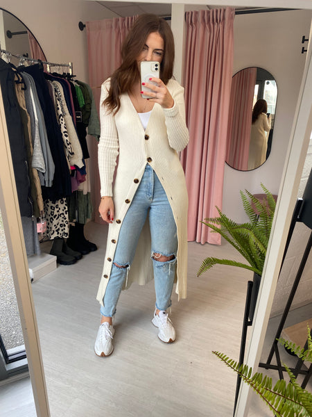 Cream top dress cardigan