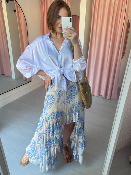 Boho Hi Low Skirt Blue Manamou