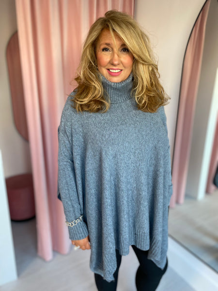 Polo neck poncho jumper best sale