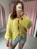 Bow Front Cardigan - Lemon