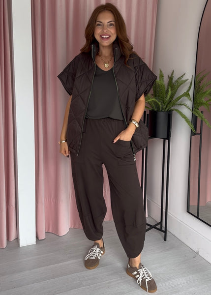 Barrel Leg Jogger - Brown