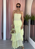 Ruffle Bandeau Dress - Lemon