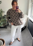 Knitted Polka Dot Jumper - Taupe