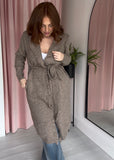 Fringe Cardigan with Tie Belt - Mocha