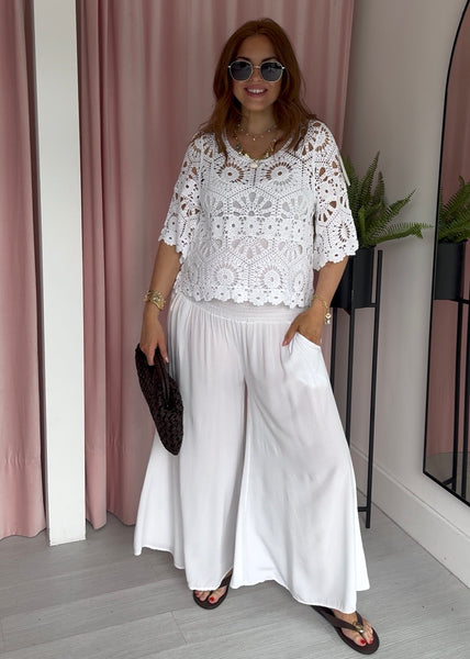 Palazzo Trousers - White