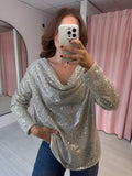 Sequin Cowl Neck Top - Champagne