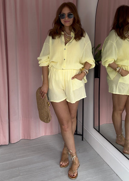 Cotton Pocket Shorts - Lemon