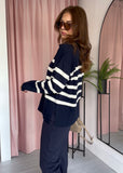 Stripe Collared Jumper - Navy