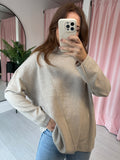 Diagonal Turtle Neck Jumper - Beige