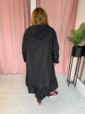 Frill Hem Raincoat - Black