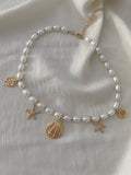 Pearl Seashell Necklace - Gold