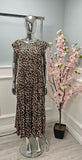 Pleated Maxi Dress - Leopard