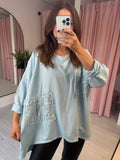 Sequin Bow Tunic - Blue