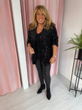 Velvet Sequin Blazer - Black