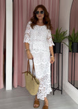 Crochet Top & Vest Set - White