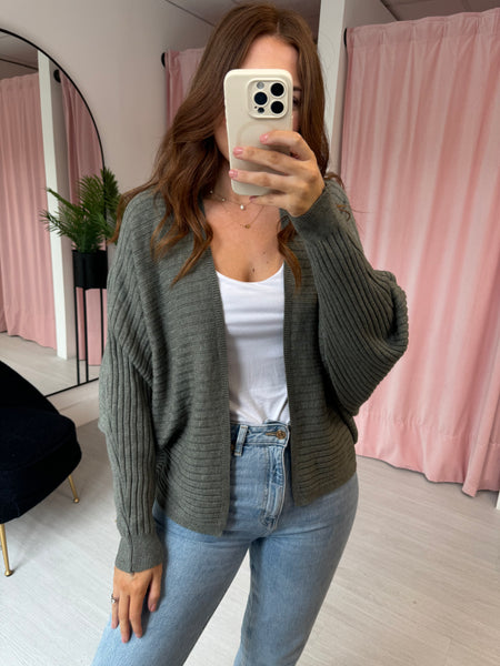 Ribbed Cardigan - Khaki