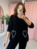 Pearl Heart Jumper - Black