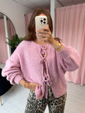 Bow Front Cardigan - Pink