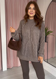 Cable Knit Jumper - Taupe