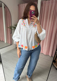 Heart Embroidered Top - White