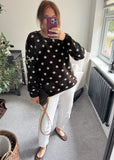 Knitted Polka Dot Jumper - Brown