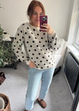 Knitted Polka Dot Jumper - Beige