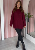 Cable Knit Jumper - Burgundy
