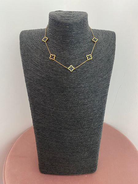 Multi Clover Necklace - Gold & Black