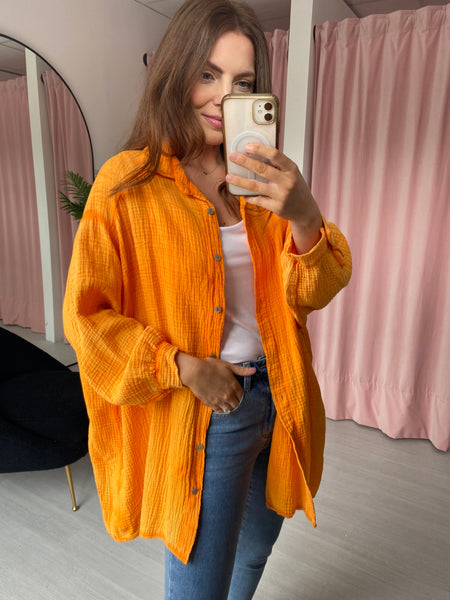 Cheesecloth Oversize Shirt - Washed Orange