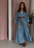 Boho Maxi Dress - Light Denim