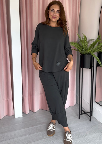 Barrel Leg Cotton Co-ord - Grey