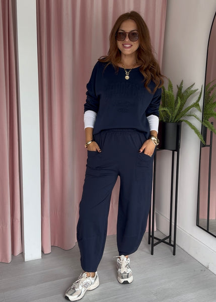 Barrel Leg Jogger - Navy