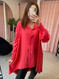 Ruched Sleeve Shirt - Coral