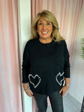 Pearl Heart Jumper - Black