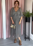 Silk Drape Dress - Taupe