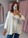 V Neck Jumper - Winter White