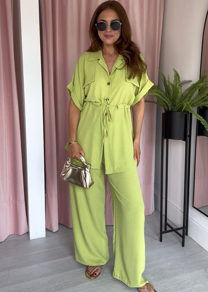 Cinch Waist Shirt & Trouser Co-ord - Lime