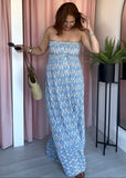 Cotton Fan Print Bandeau Halter Dress - 2 Colours