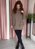 Ribbed Roll Neck Jumper - Taupe