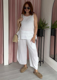 Tea Bag Linen Barrel Leg Trouser - White