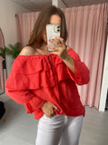 Cheesecloth Ruffle Top - Coral