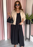Suede Bubble Hem Jacket - Light Camel