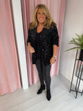 Velvet Sequin Blazer - Black