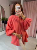 Boho Cheesecloth Shirt - Coral