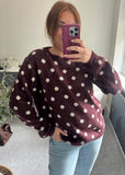 Knitted Polka Dot Jumper - Burgundy