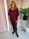 Sequin T-shirt - Burgundy