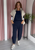 Barrel Leg Jogger - Navy