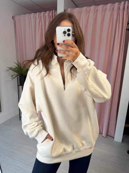 Zip Front Sweatshirt - Cream